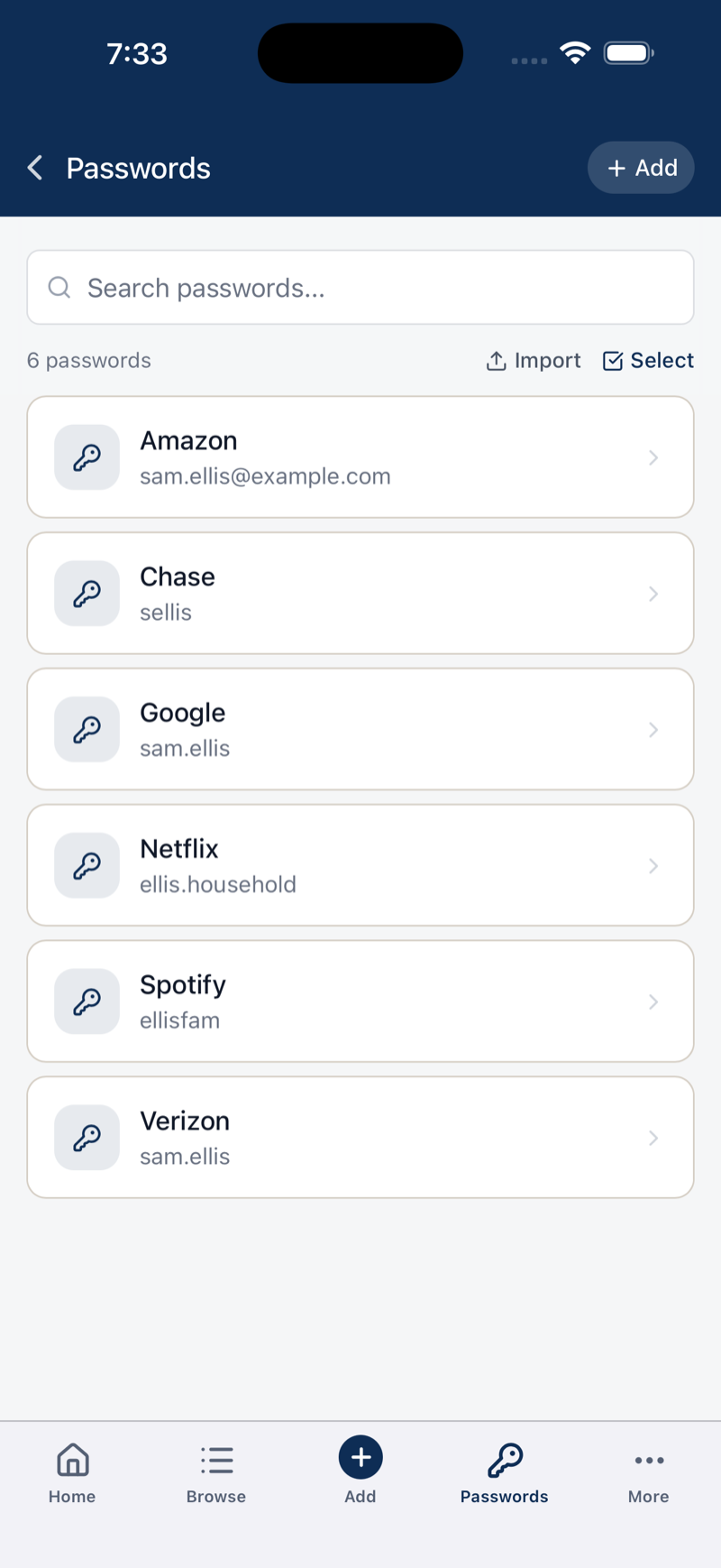 The password manager on iPhone